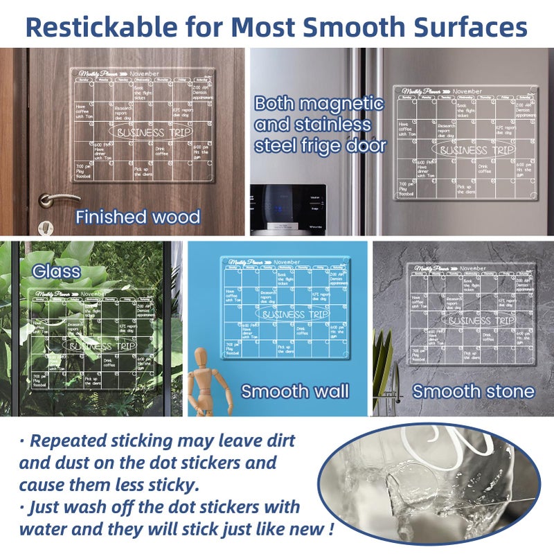 Clever Clean Clear Non-Magnetic Monthly Calendar for Fridge - Dry Erase Transparent Monthly Calendar - Sticks to Wall  Glass  Door  Any Smooth Surfaces - Image 2